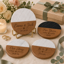 Anniversary Marble & Wood Coasters