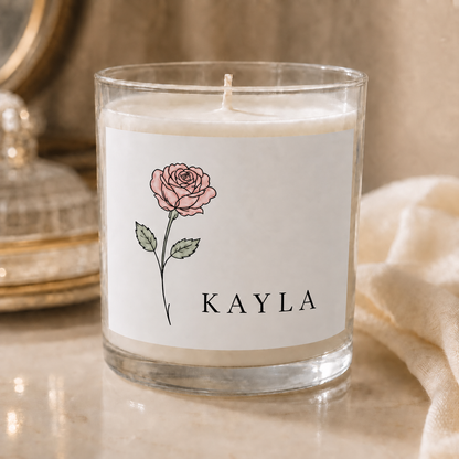 Personalized birth flower candle: thumbnail