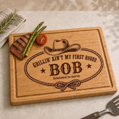 Cowboy BBQ Bamboo Cutting Board