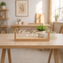 Minimal Script LED Desk Nameplate