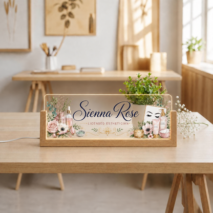 Esthetician LED Nameplate personalized product with free 2 day shipping message [source 8078725578]
