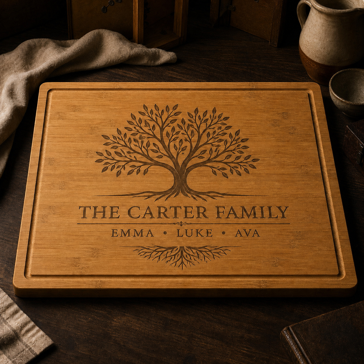 Family Tree Bamboo Cutting Board