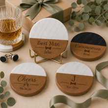 Groomsmen Marble & Wood Coasters