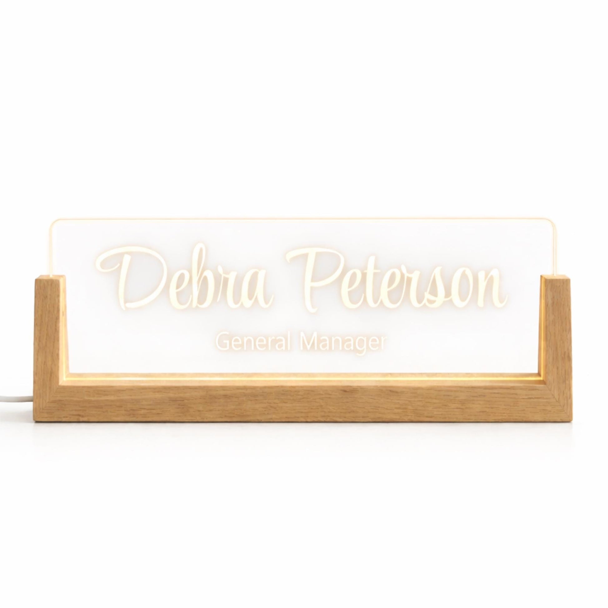 Personalized Teacher Desk Nameplate, LED Wooden Desk Sign for Classroom, Custom Teacher Gift