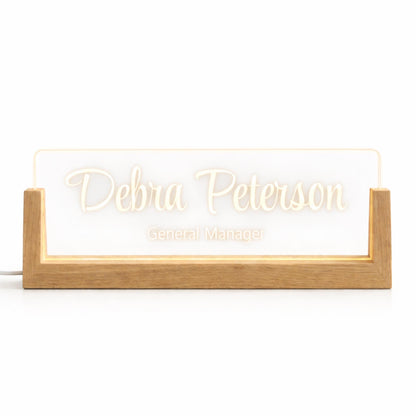 Executive LED Desk Name Plate, Personalized Office Sign, Boss or Manager Promotion Gift