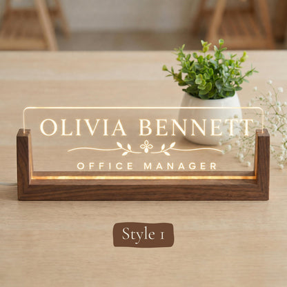 Executive LED Desk Name Plate, Personalized Office Sign, Boss or Manager Promotion Gift
