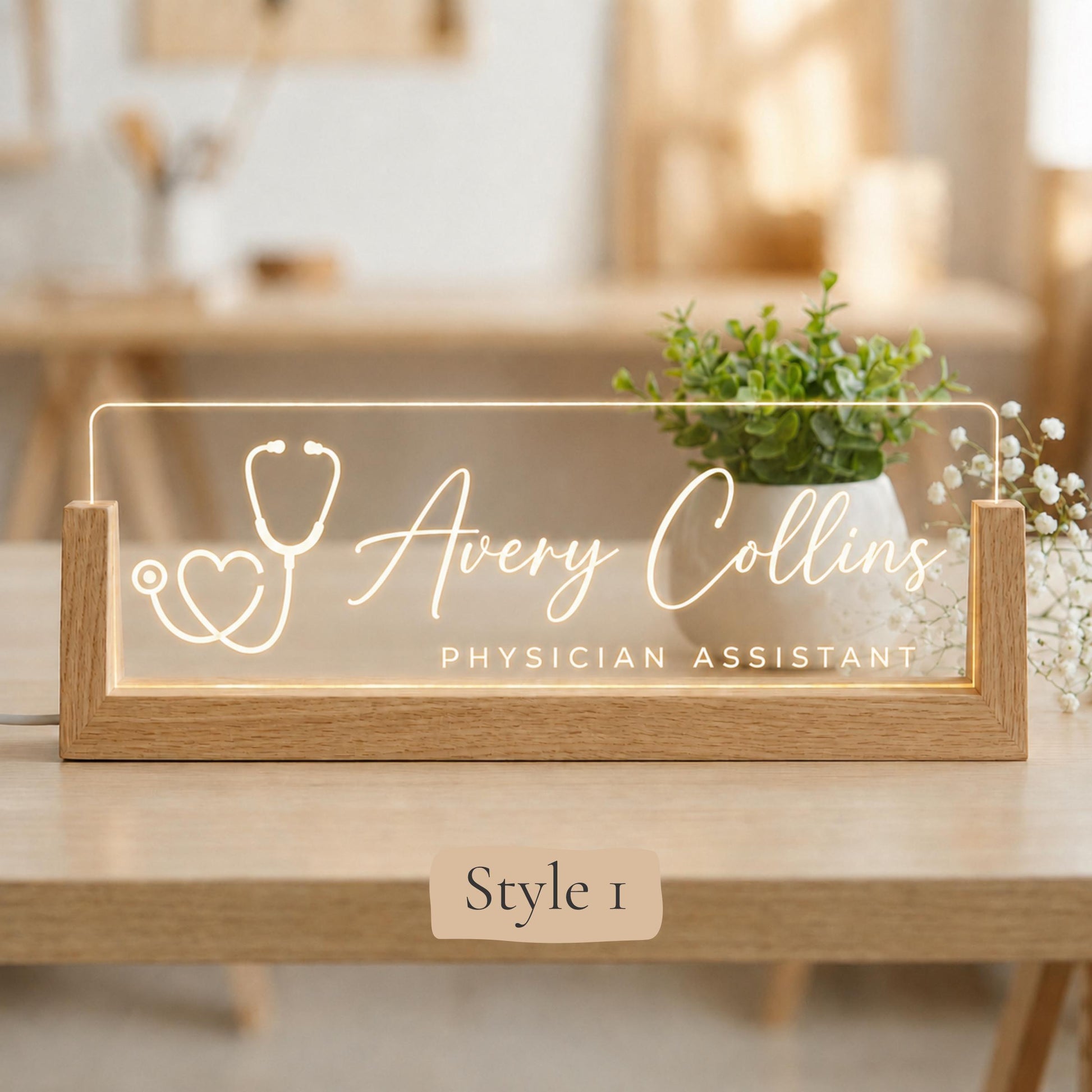 Personalized PA Nameplate, LED Physician Assistant Desk Name Plate, Medical Office Sign, PA School Gift