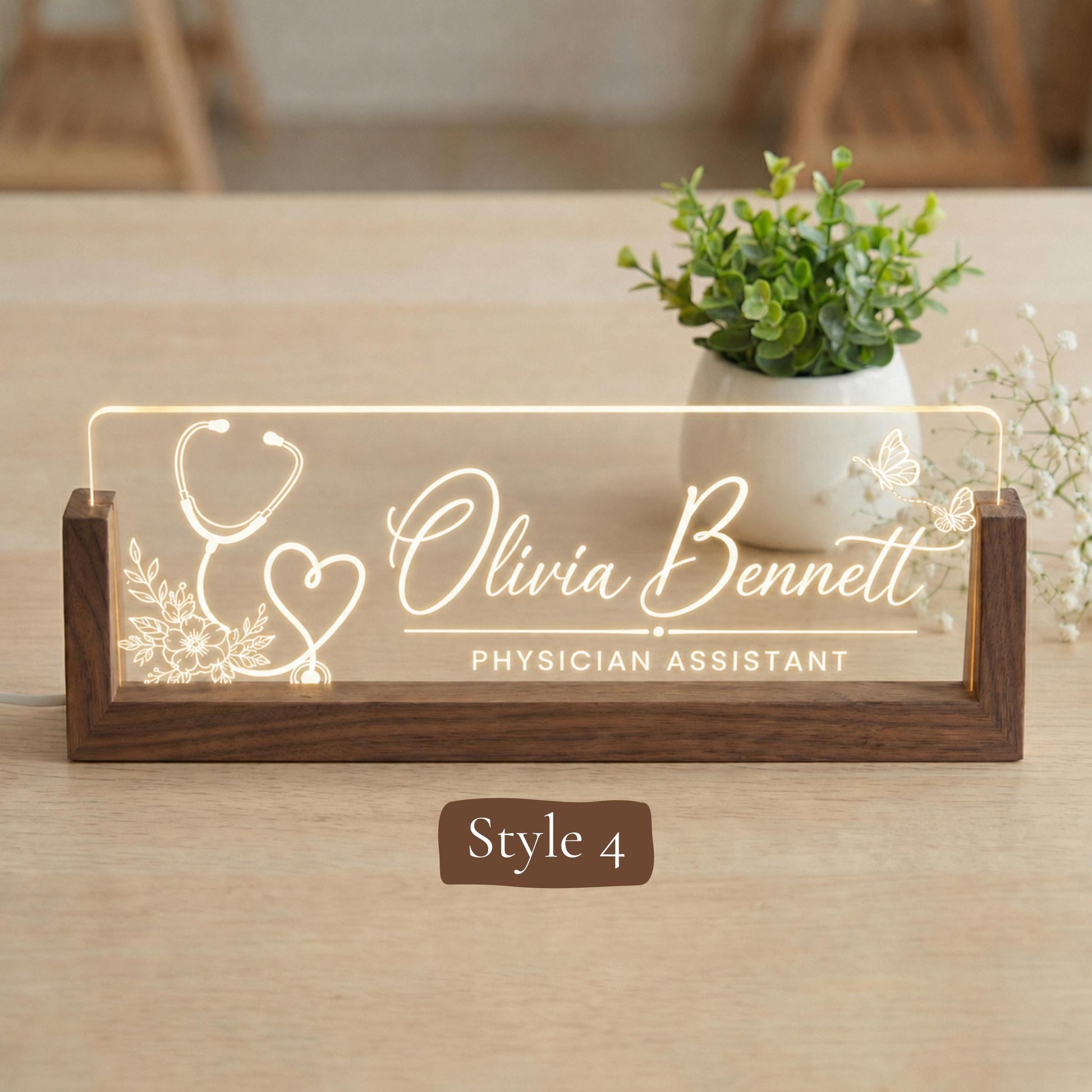 Physician Assistant Graduation Gift, Personalized LED PA Desk Name Plate, Medical Office Decor, New PA Gift
