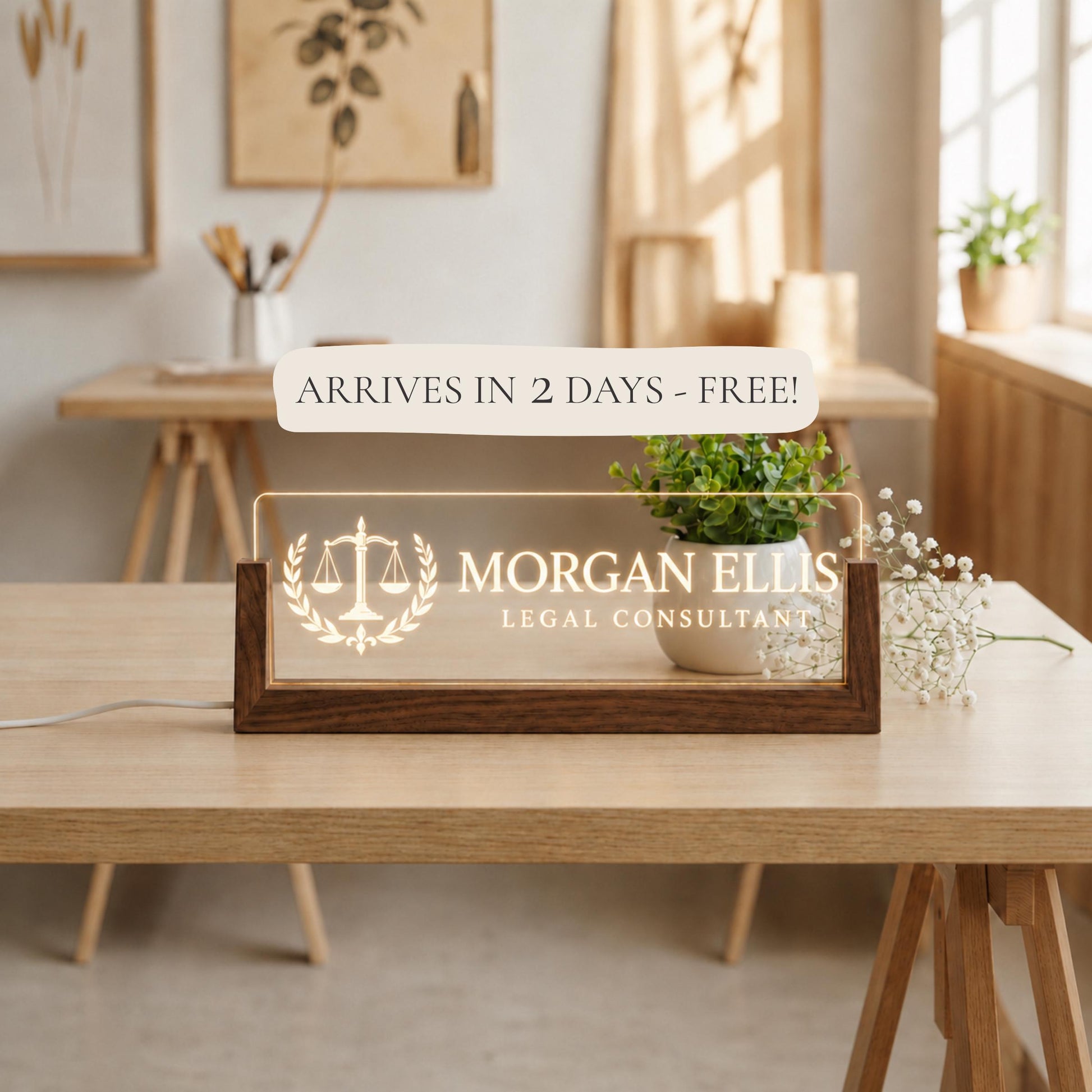 Legal Consultant LED Nameplate, Personalized Desk Sign, Custom Office Decor, Legal Advisor Gift