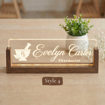 Clinical Pharmacist Desk Nameplate, Personalized Medication Therapy Office Sign, Custom PharmD Gift