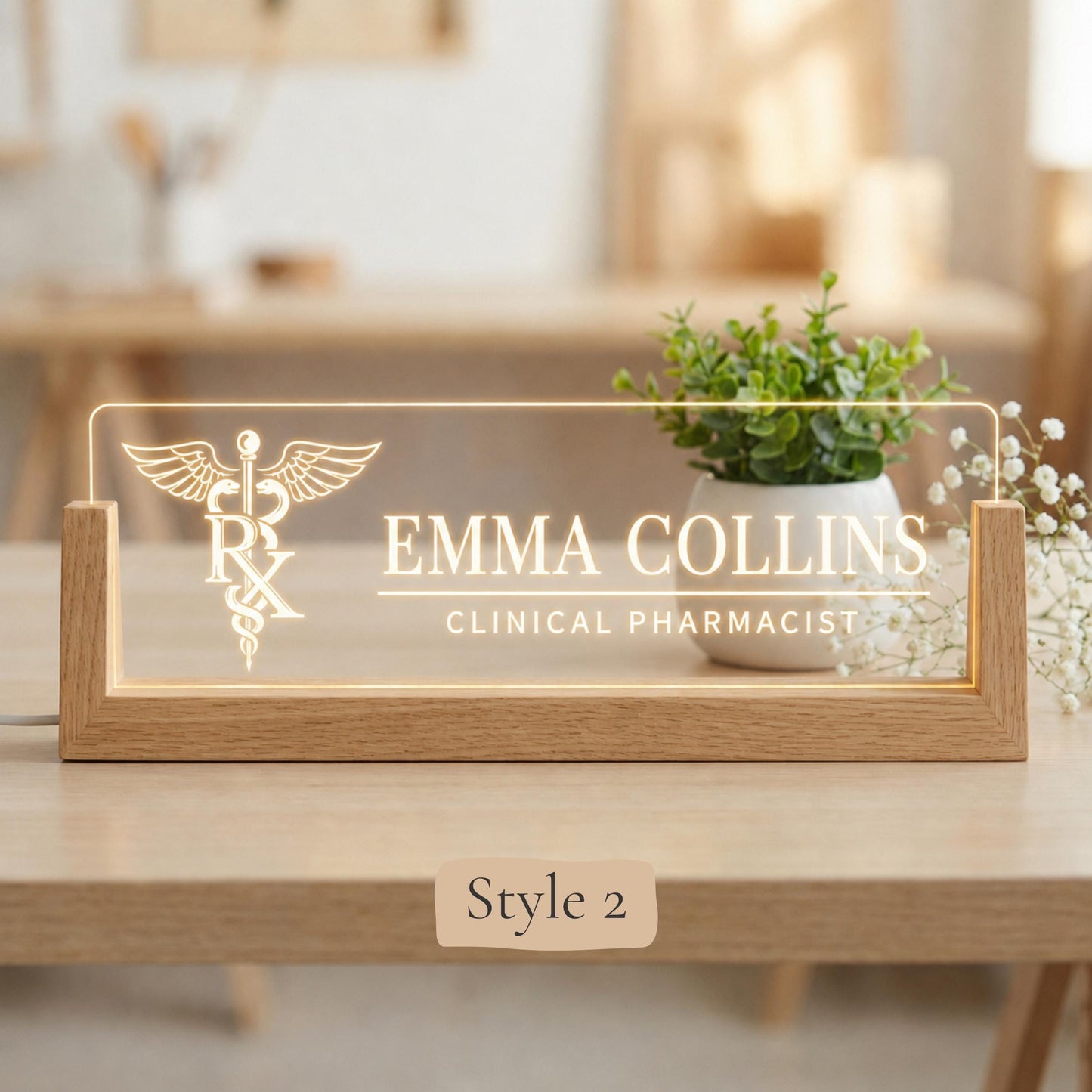 Clinical Pharmacist Desk Nameplate, Personalized Medication Therapy Office Sign, Custom PharmD Gift