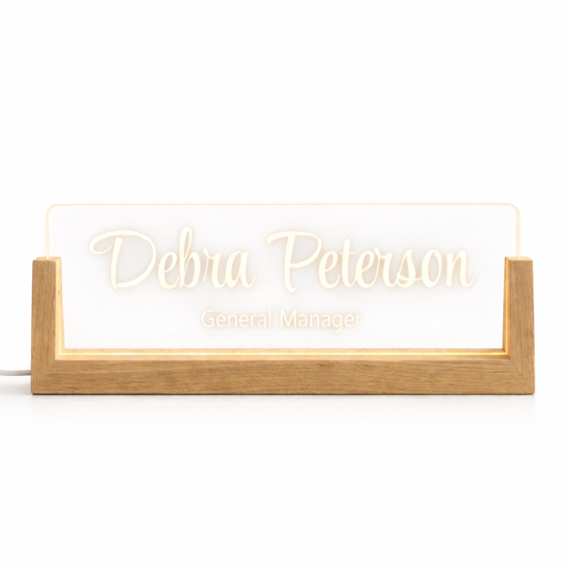 Personalized LED Desk Name Plate, Custom Acrylic Office Sign, Coworker or New Job Gift