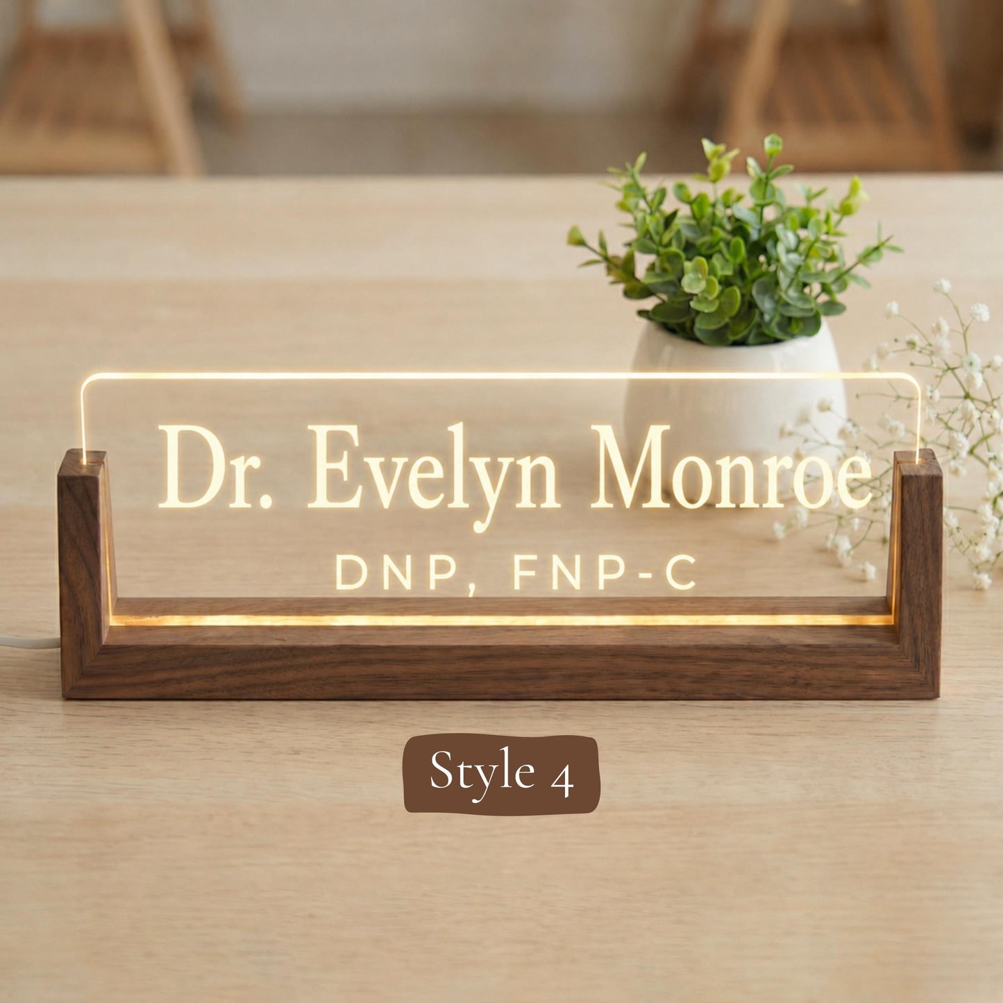 Custom Doctor Desk Sign, Personalized LED Name Plate for Physician, Medical Office Nameplate, Doctor Office Decor