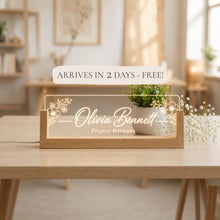 Custom Business Desk Sign, Personalized LED Company Name Plate, Reception Office Sign