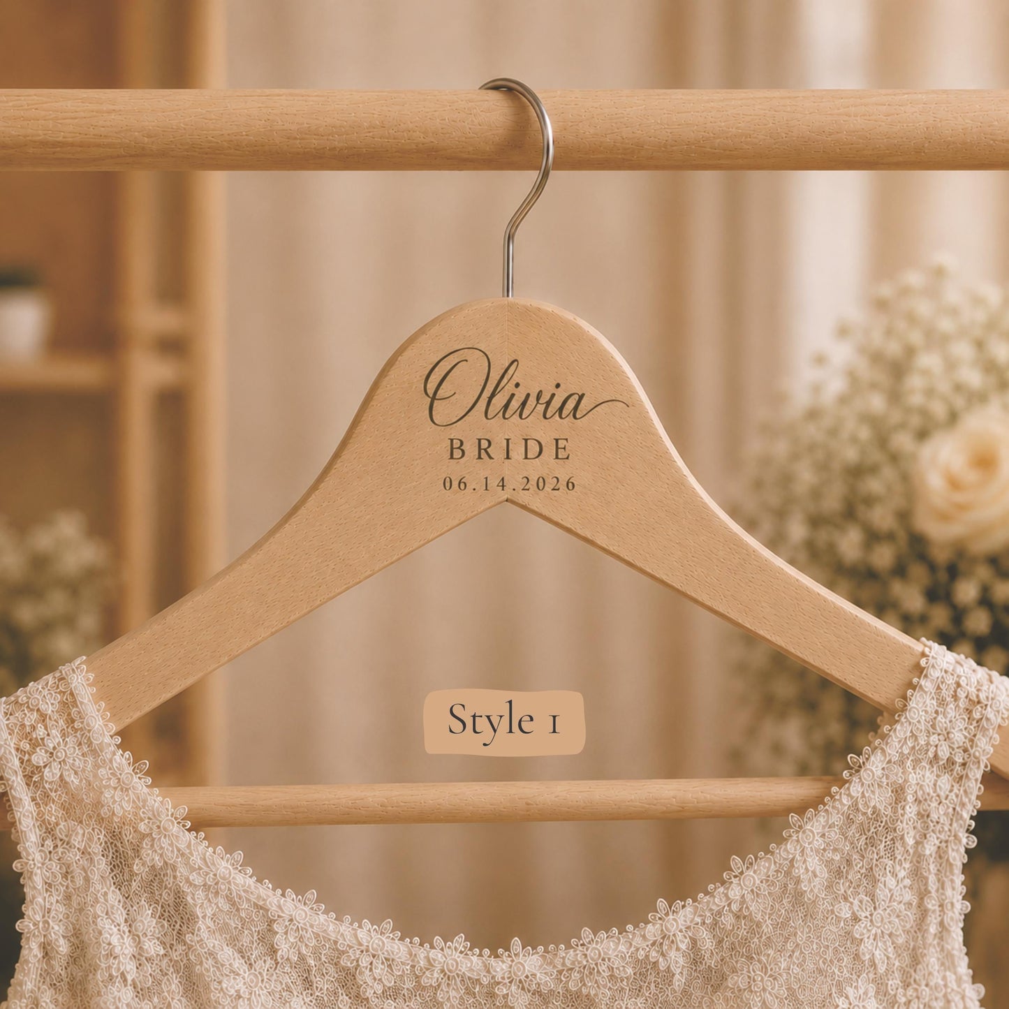 Personalized Bridesmaid Hanger, Custom Wooden Wedding Hanger with Name & Date, Maid of Honor Gift, Bridal Party Hanger