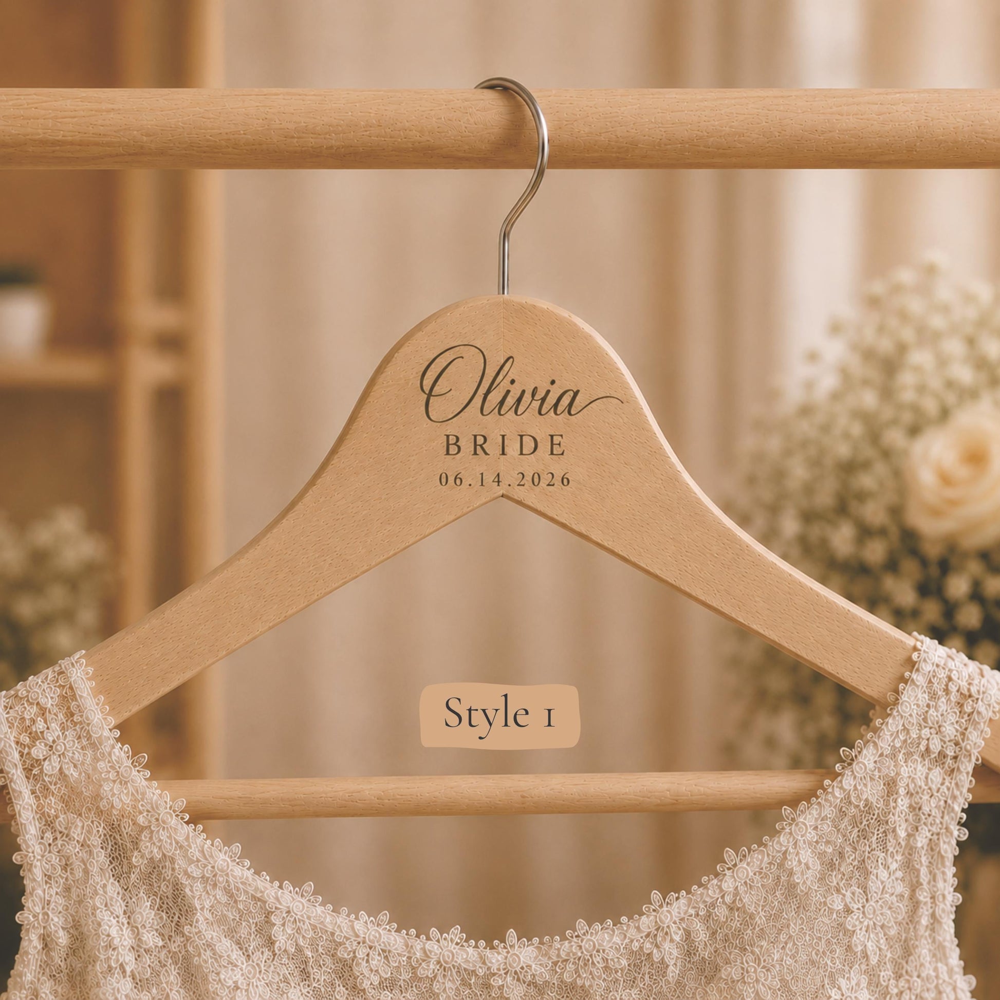 Personalized Bridesmaid Hanger, Custom Wooden Wedding Hanger with Name & Date, Maid of Honor Gift, Bridal Party Hanger