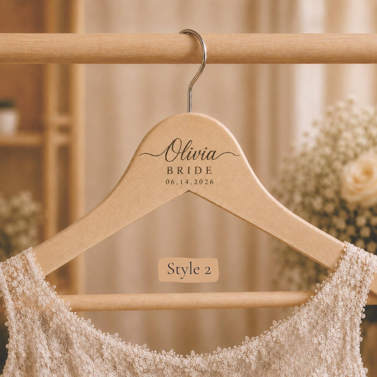 Personalized Bridesmaid Hanger, Custom Wooden Wedding Hanger with Name & Date, Maid of Honor Gift, Bridal Party Hanger