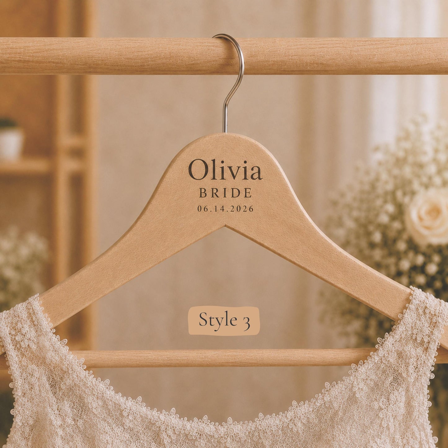 Personalized Bridesmaid Hanger, Custom Wooden Wedding Hanger with Name & Date, Maid of Honor Gift, Bridal Party Hanger