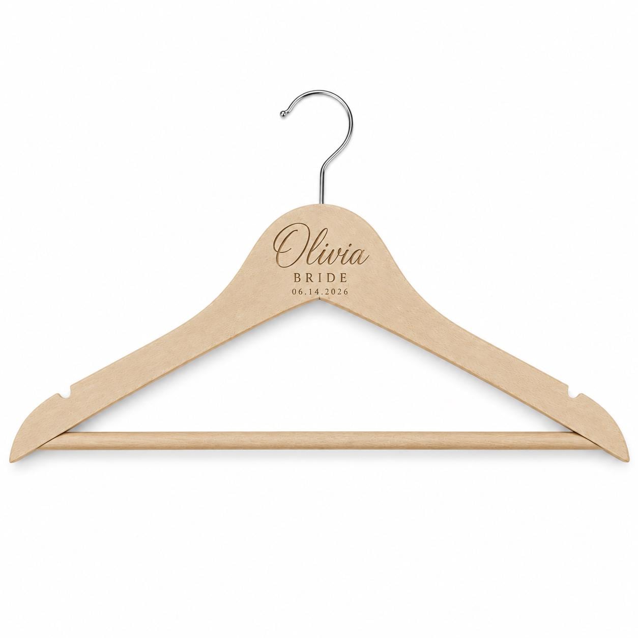 Personalized Wooden Wedding Hanger, Custom Bride Hanger with Name & Date, Bridesmaid Dress Hanger, Bridal Party Gift