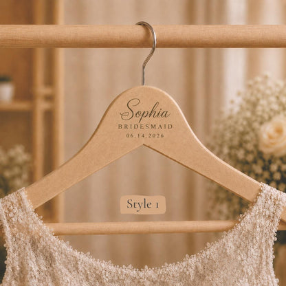 Personalized Wooden Wedding Hanger, Custom Bride Hanger with Name & Date, Bridesmaid Dress Hanger, Bridal Party Gift
