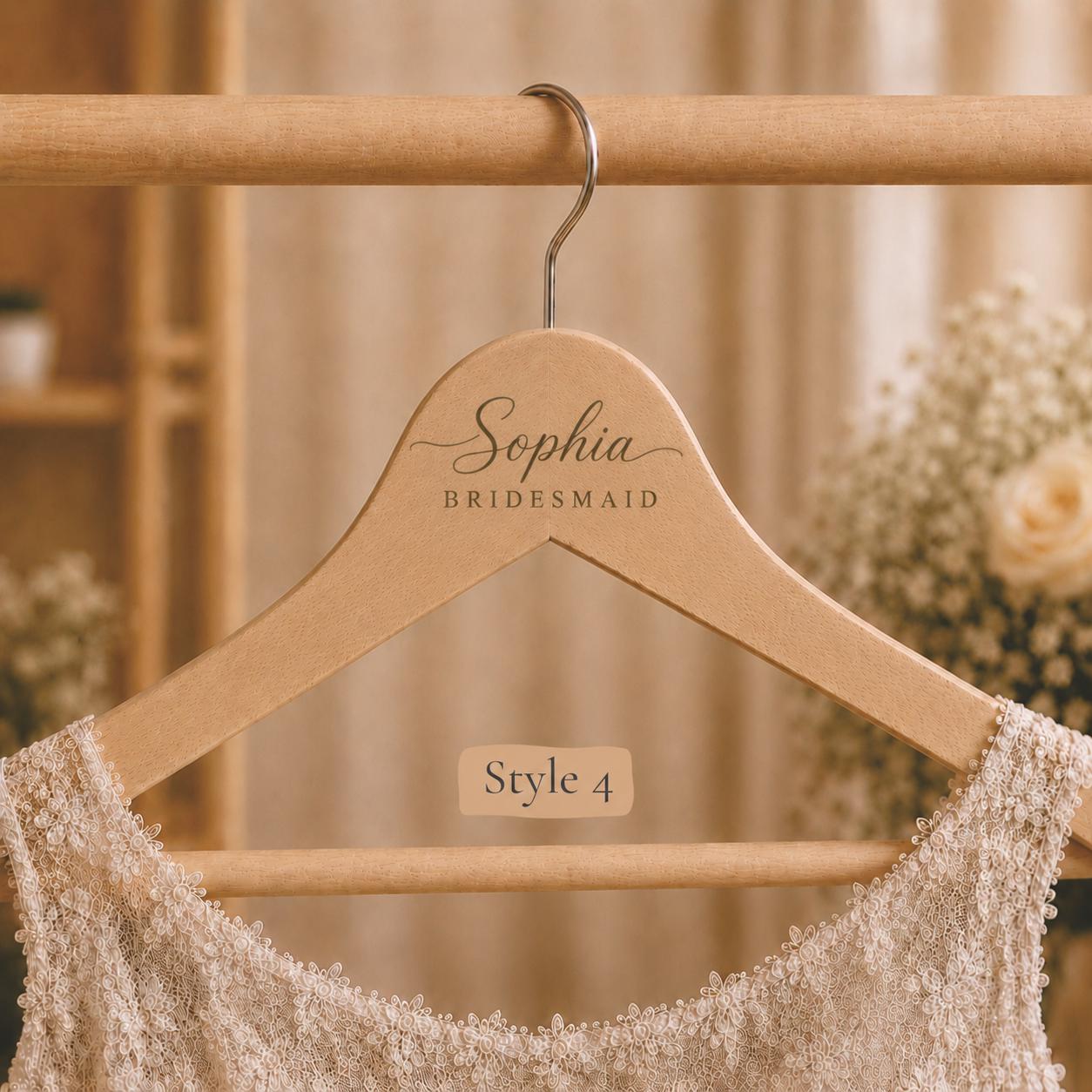 Personalized Wooden Wedding Hanger, Custom Bride Hanger with Name & Date, Bridesmaid Dress Hanger, Bridal Party Gift