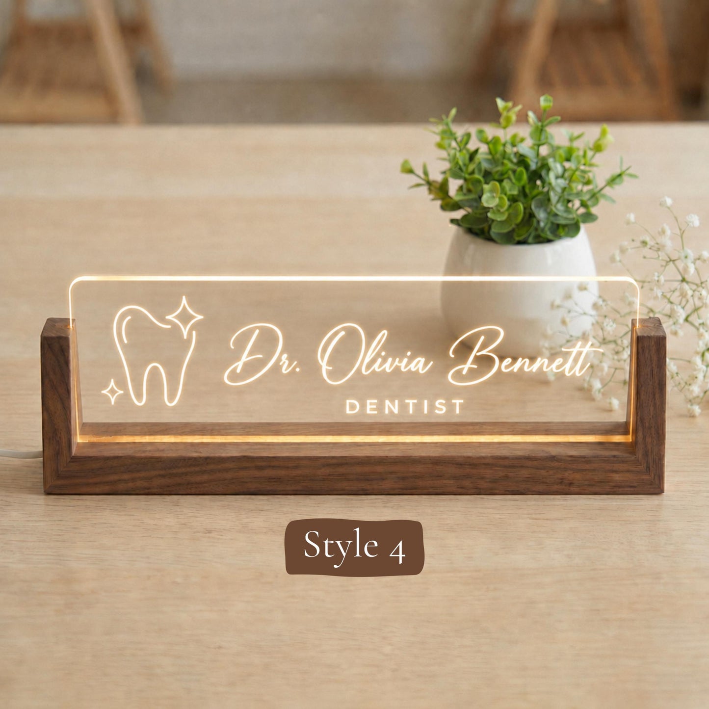 Orthodontist LED Nameplate, Personalized Dental Desk Sign, Custom Ortho Office Decor, Orthodontist Gift