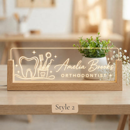 Dental Assistant LED Nameplate, Personalized Dental Office Desk Sign, Dental Team Gift