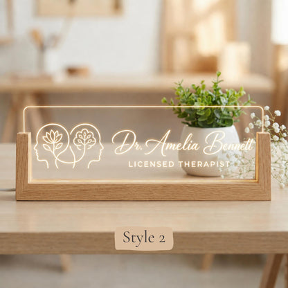 Clinical Psychologist LED Nameplate, Personalized Therapy Office Desk Sign, Mental Health Gift
