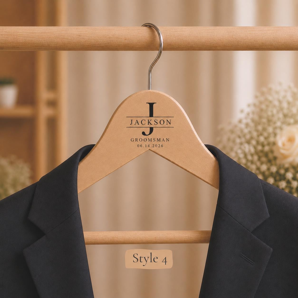 Personalized Groomsmen Hanger, Custom Groom Suit Hanger with Name & Date, Best Man Gift, Wedding Party Hanger