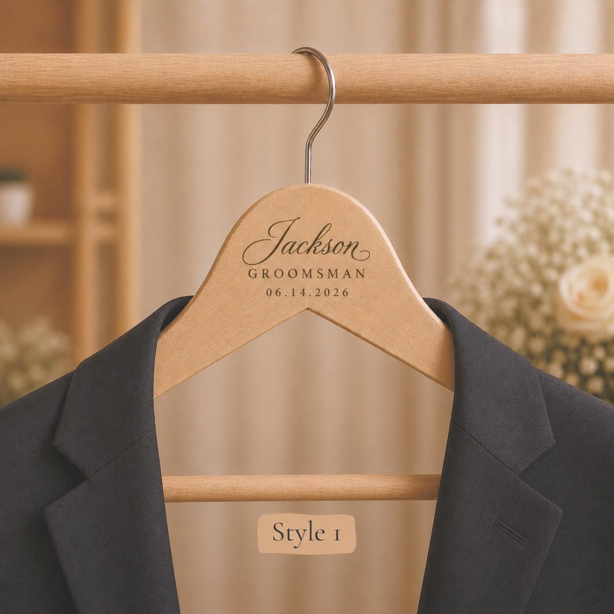 Personalized Groomsmen Hanger, Custom Groom Suit Hanger with Name & Date, Best Man Gift, Wedding Party Hanger