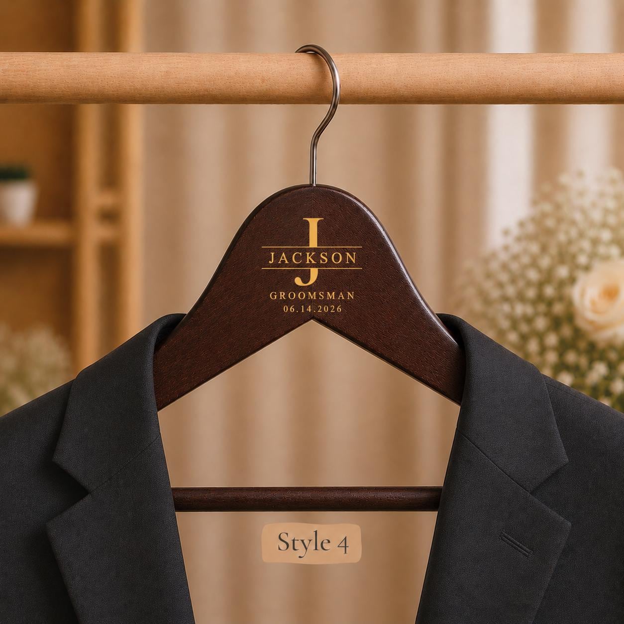 Personalized Groomsmen Hanger, Custom Groom Suit Hanger with Name & Date, Best Man Gift, Wedding Party Hanger