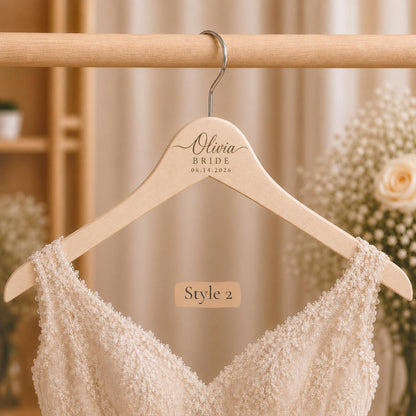 Personalized Bride's Hanger, Custom Wooden Wedding Hanger with Name & Date, Customized Gift, Bridal Party Hanger