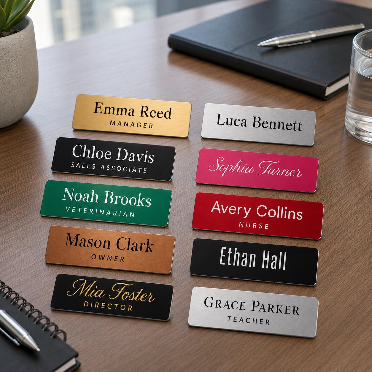 Custom Employee Name Badge, Magnetic Staff Name Tag with Role, Personalized Work Badge for Office & Retail Team