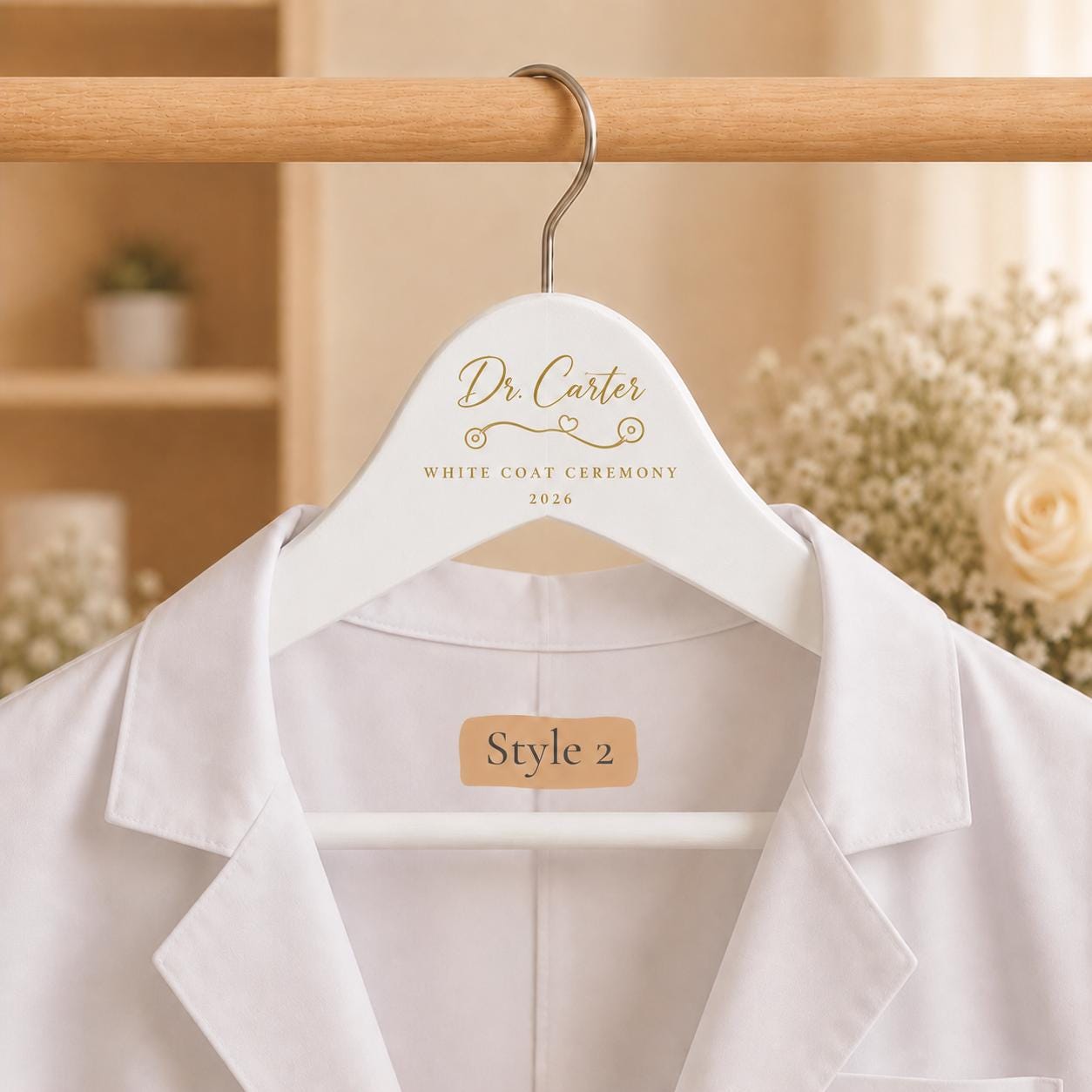 First White Coat Ceremony Hanger, Personalized Doctor Coat Hanger, Medical Graduation Gift, New Doctor Gift