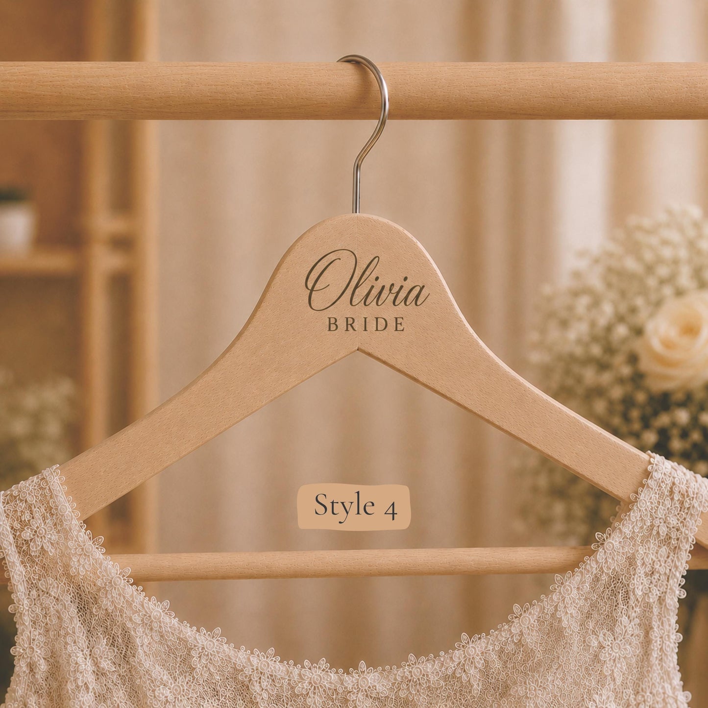 Personalized Bridesmaid Hanger, Custom Wooden Wedding Hanger with Name & Date, Maid of Honor Gift, Bridal Party Hanger