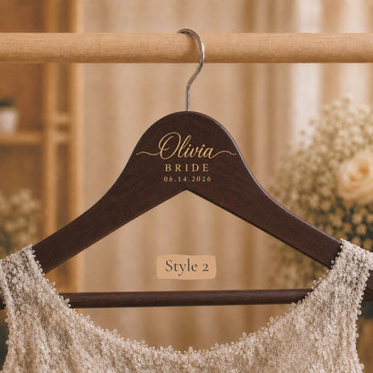 Personalized Wooden Wedding Hanger, Custom Bride Hanger with Name & Date, Bridesmaid Dress Hanger, Bridal Party Gift
