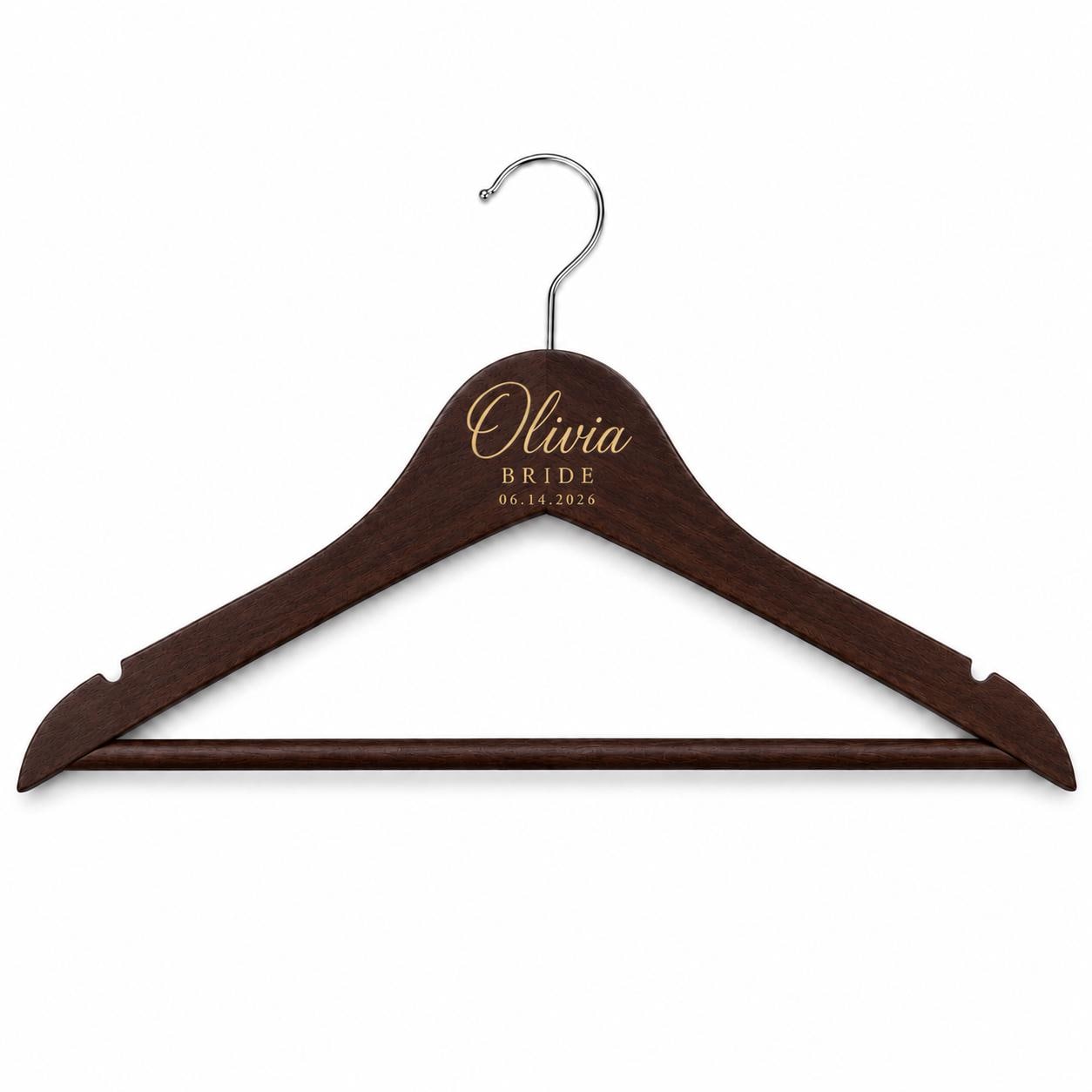 Personalized Wooden Wedding Hanger, Custom Bride Hanger with Name & Date, Bridesmaid Dress Hanger, Bridal Party Gift