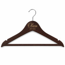 Personalized Dark Wood Bride Hanger, Custom Walnut Wedding Dress Hanger with Name, Bridal Party Gift