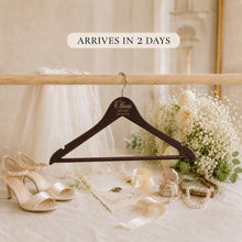 Personalized Dark Wood Bride Hanger, Custom Walnut Wedding Dress Hanger with Name, Bridal Party Gift