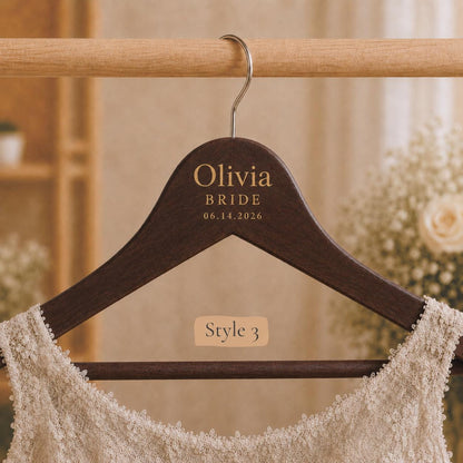 Personalized Wooden Wedding Hanger, Custom Bride Hanger with Name & Date, Bridesmaid Dress Hanger, Bridal Party Gift