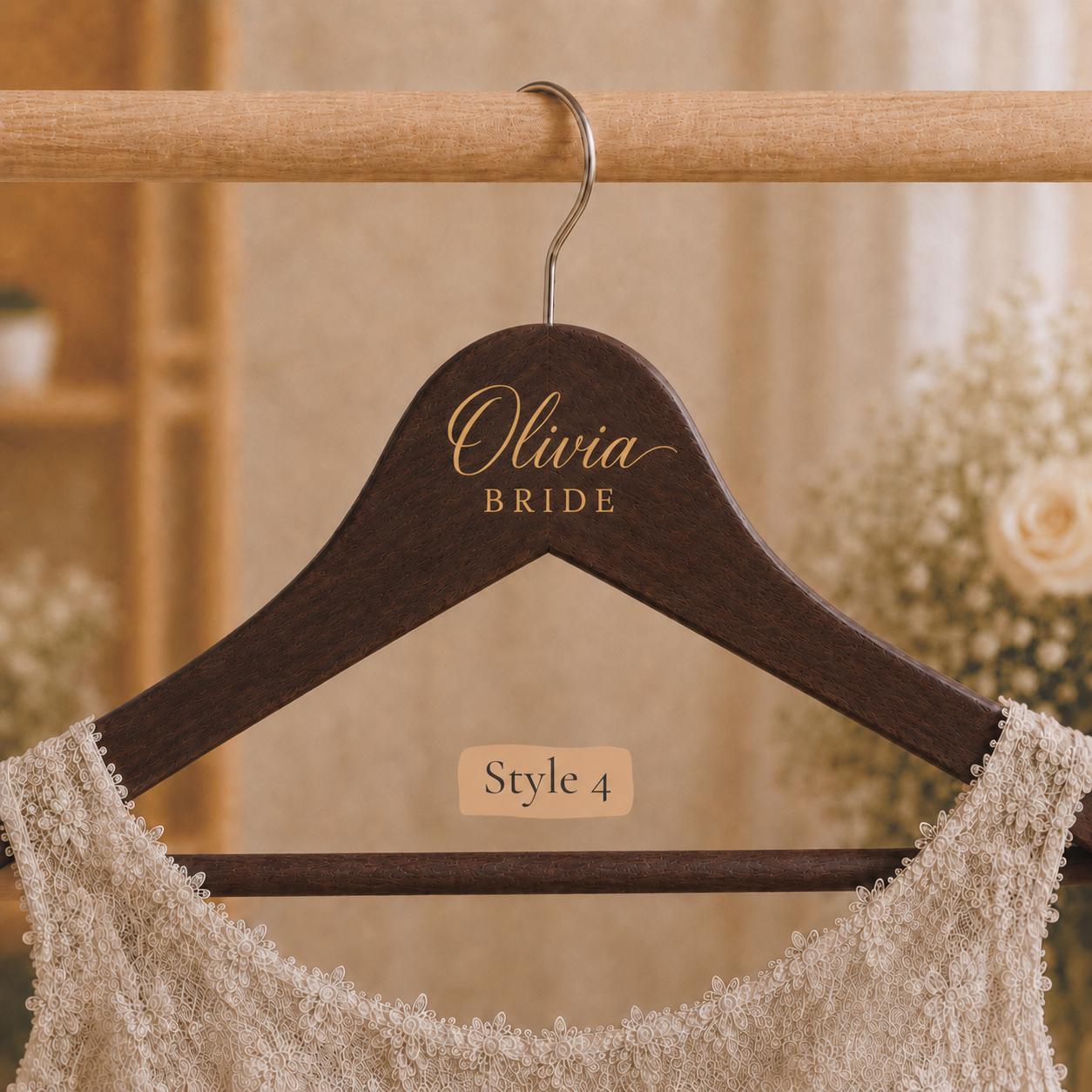 Personalized Wooden Wedding Hanger, Custom Bride Hanger with Name & Date, Bridesmaid Dress Hanger, Bridal Party Gift