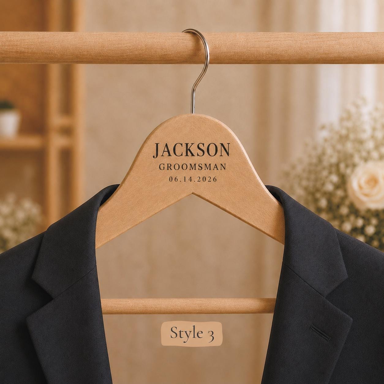 Personalized Groomsmen Hanger, Custom Groom Suit Hanger with Name & Date, Best Man Gift, Wedding Party Hanger