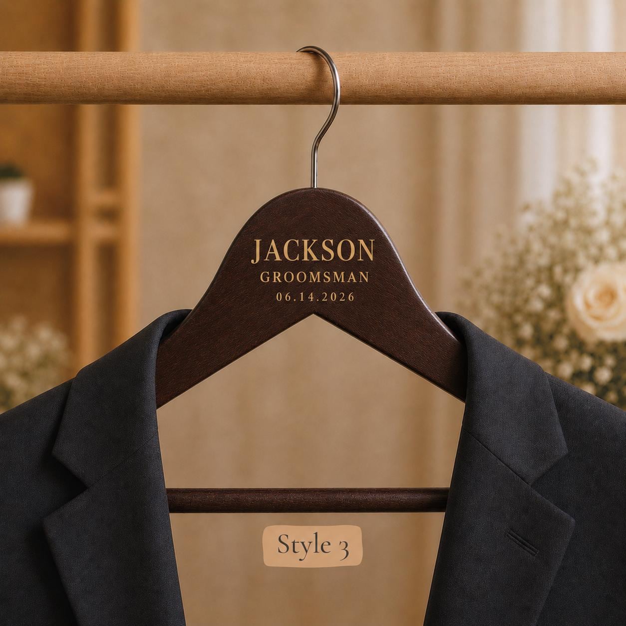 Personalized Groomsmen Hanger, Custom Groom Suit Hanger with Name & Date, Best Man Gift, Wedding Party Hanger