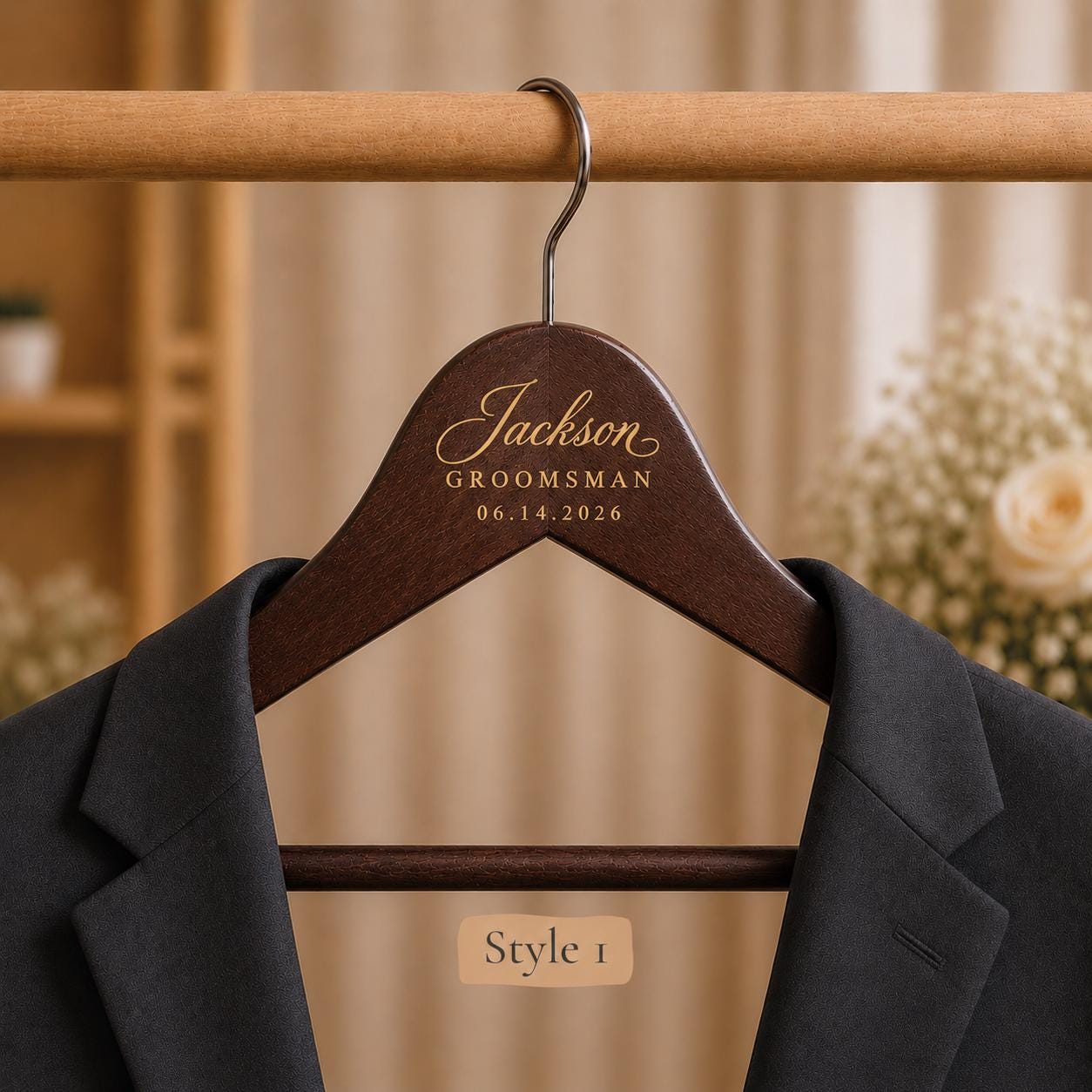 Personalized Groomsmen Hanger, Custom Groom Suit Hanger with Name & Date, Best Man Gift, Wedding Party Hanger