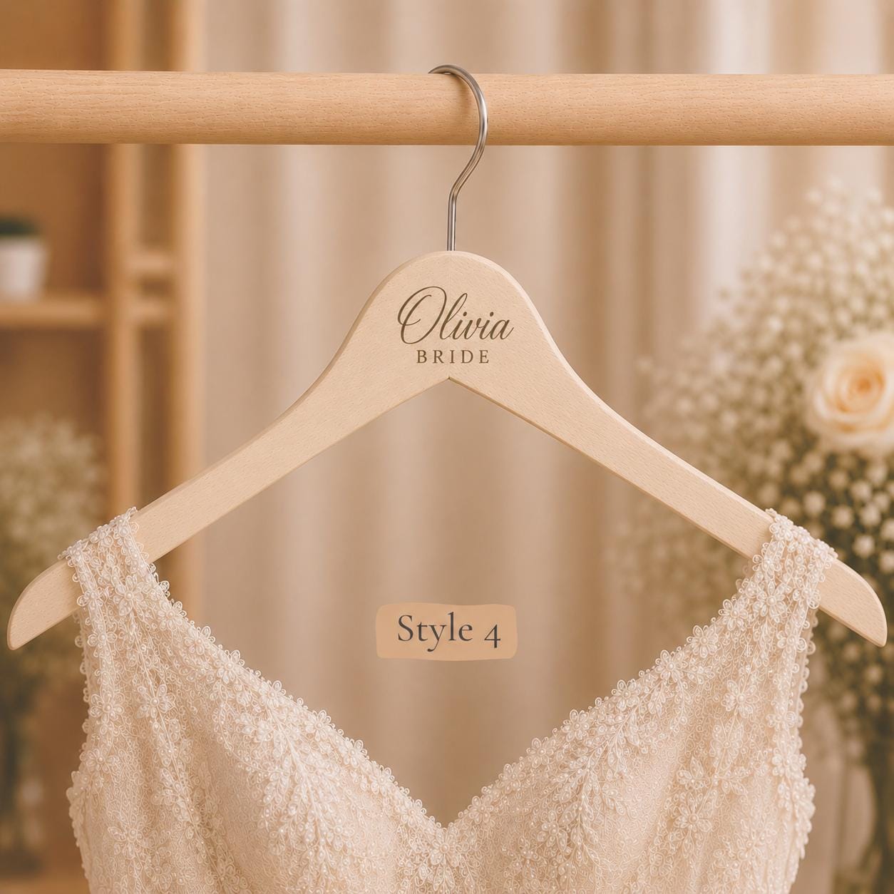 Personalized Bride's Hanger, Custom Wooden Wedding Hanger with Name & Date, Customized Gift, Bridal Party Hanger