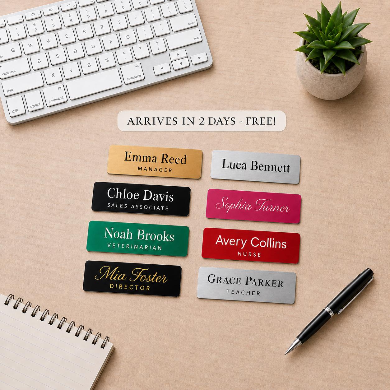 Custom Employee Name Badge, Magnetic Staff Name Tag with Role, Personalized Work Badge for Office & Retail Team