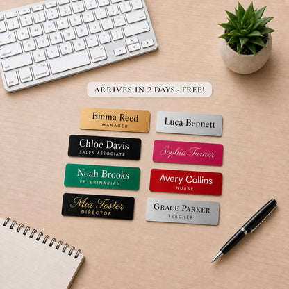 Personalized Name Tag Badge, Custom Employee Name Badge with Role, Magnetic Work Name Tag, Office Staff Badge