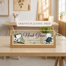 Personalized Financial Advisor LED Nameplate, Custom Finance Desk Sign, Promotion Gift