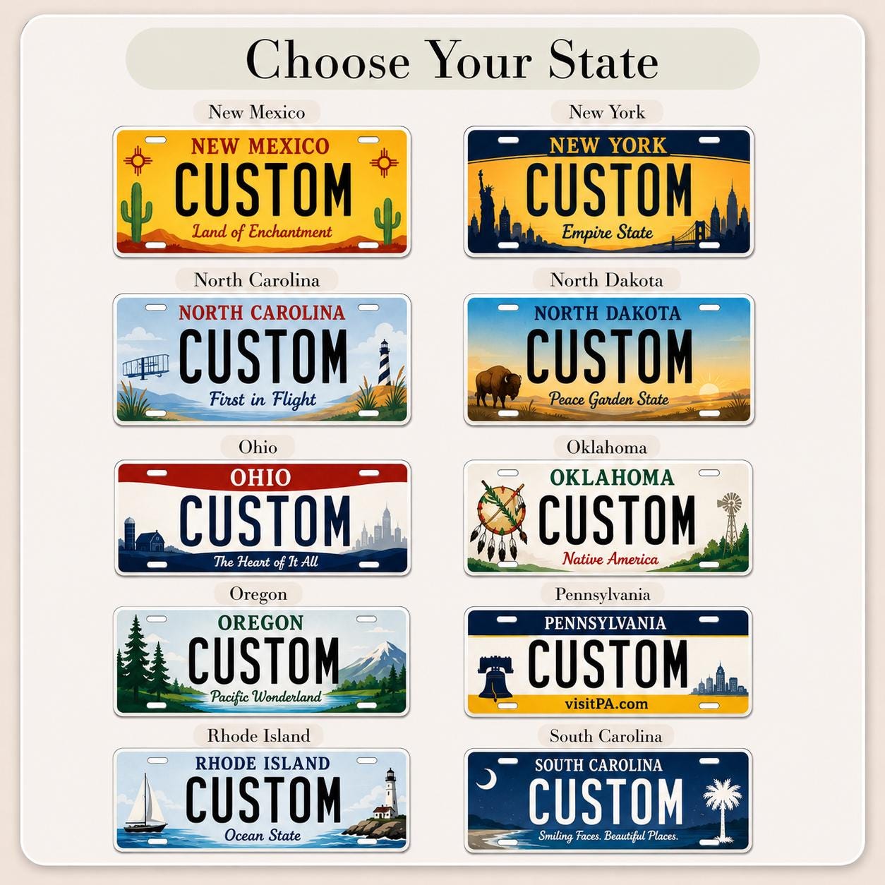 Custom State License Plate, Personalized 12x6 Aluminum Plate, Garage Wall Decor, Name Plate Gift