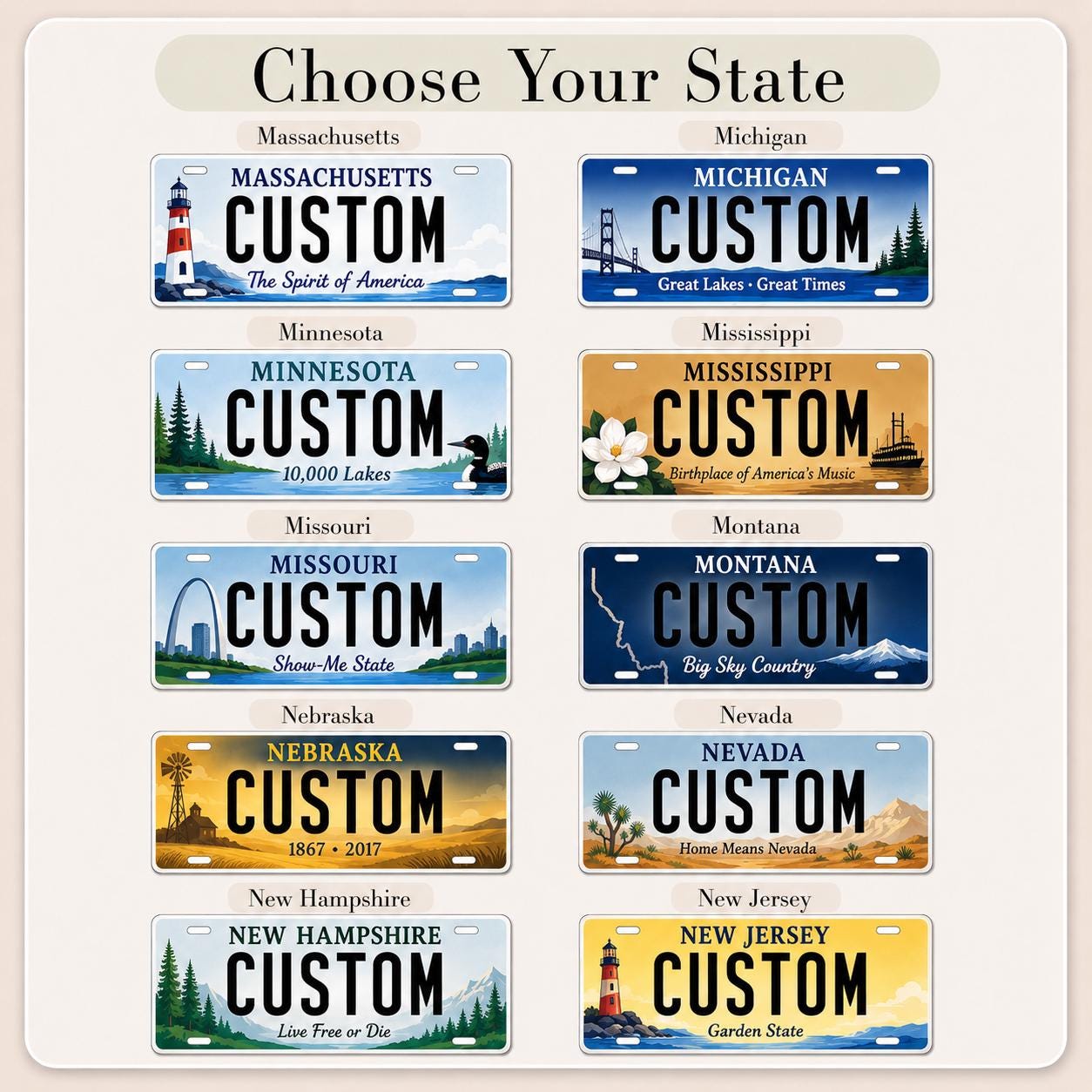 Custom State License Plate, Personalized 12x6 Aluminum Plate, Garage Wall Decor, Name Plate Gift